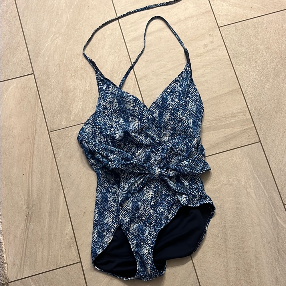 Jones New York Blue Patterned Women's One Piece Swimsuit worn once